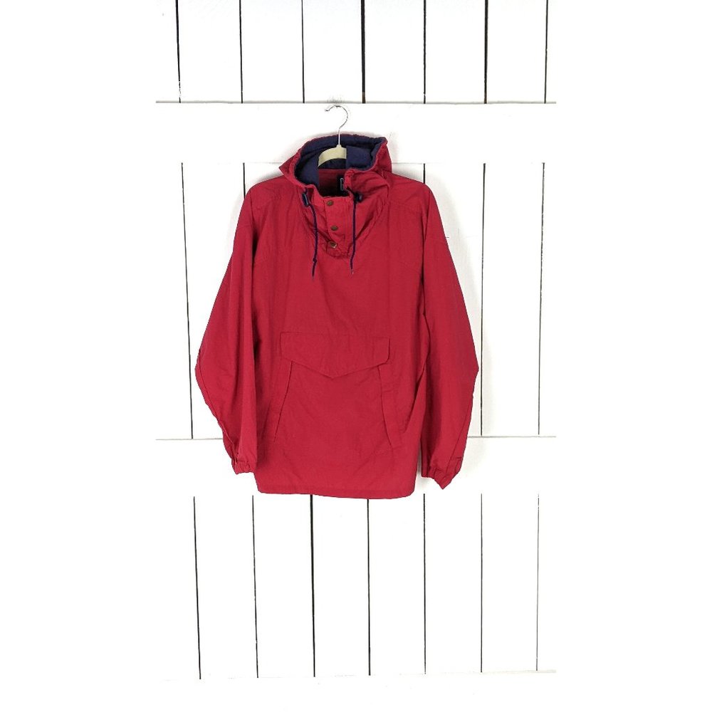 Vintage 90s red GAP nylon windbreaker hooded pullover athletic jogging jacket me